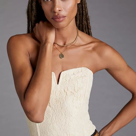 Anthropologie Porridge Lace Corset Top In Cream - Picture 3 of 5